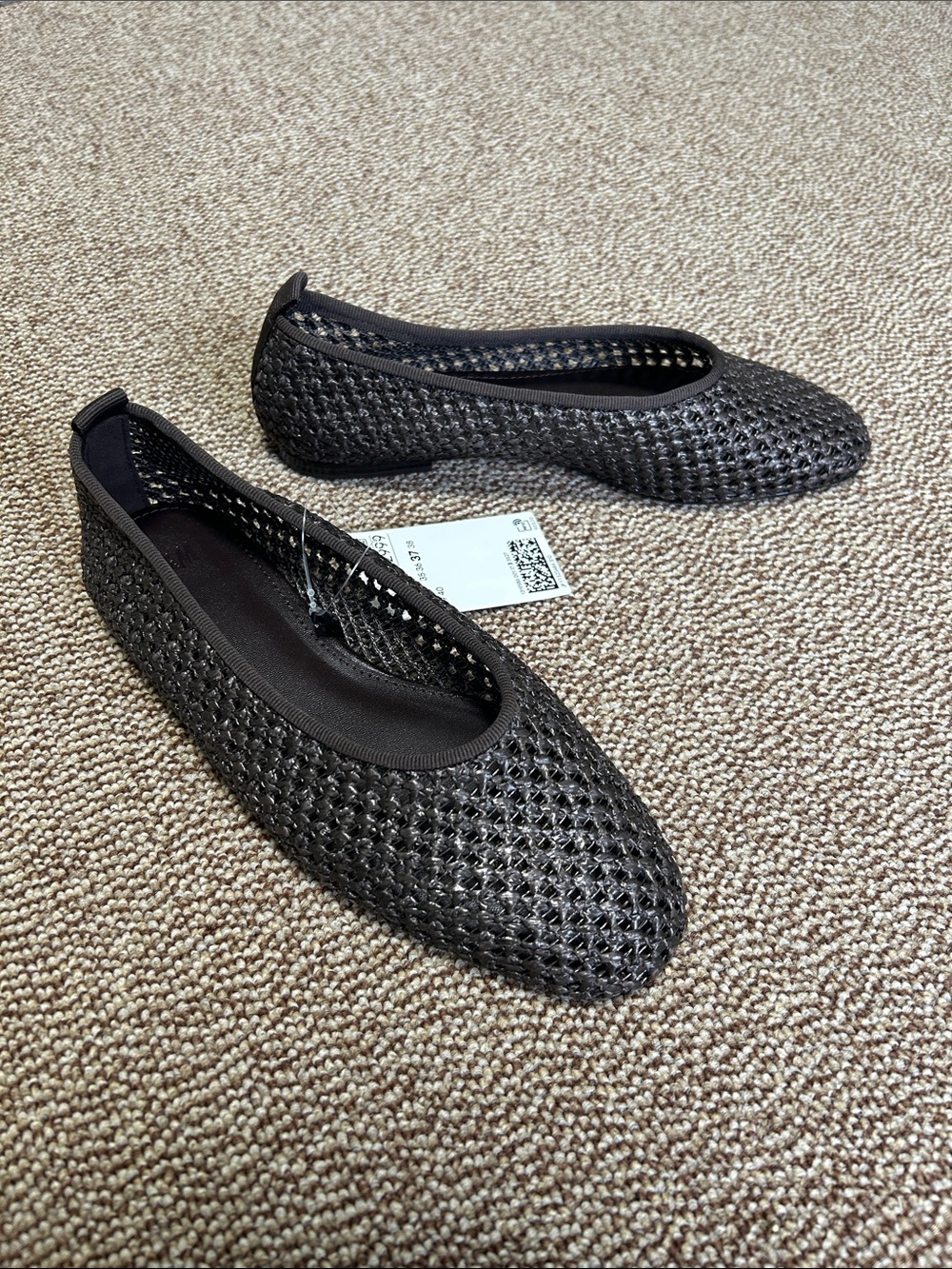 NWT H&M Dark Brown/Black Woven Ballet Flats - Size 37